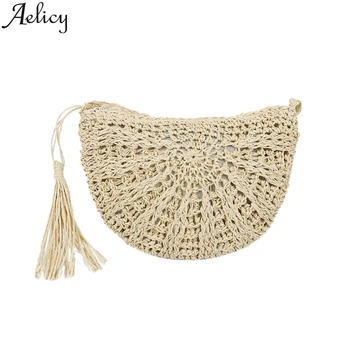 

Aelicy Semi-circular multi-style Straw Bag Female Bag Female Summer Rattan Bags hand-woven Beach Circle Bohemian Handbag Fashion