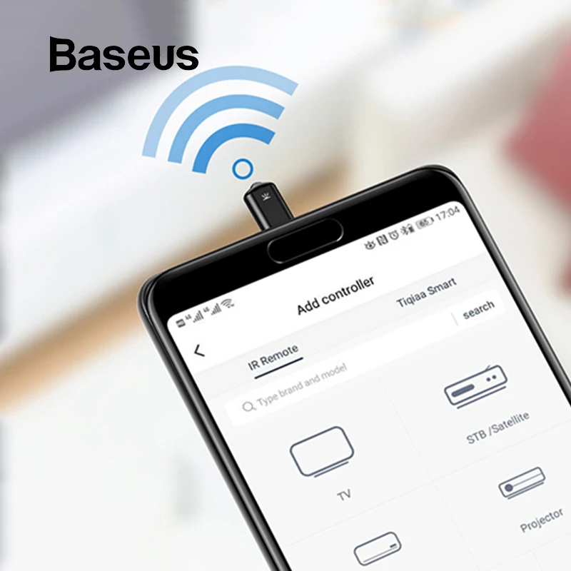 

Baseus R03 Universal Remote Control for TV/Air Conditioner/Projectors Micro Jack Smart IR Remote Control for Xiaomi Huawei Phone