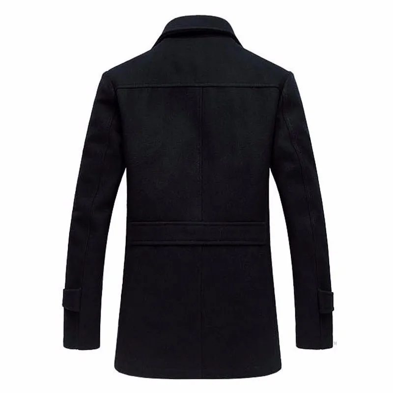 Мужская модная шерстяная куртка, пальто высшего качества, зимняя модная кашемировая верхняя одежда, шерстяное однобортное повседневное пальто с отложным воротником