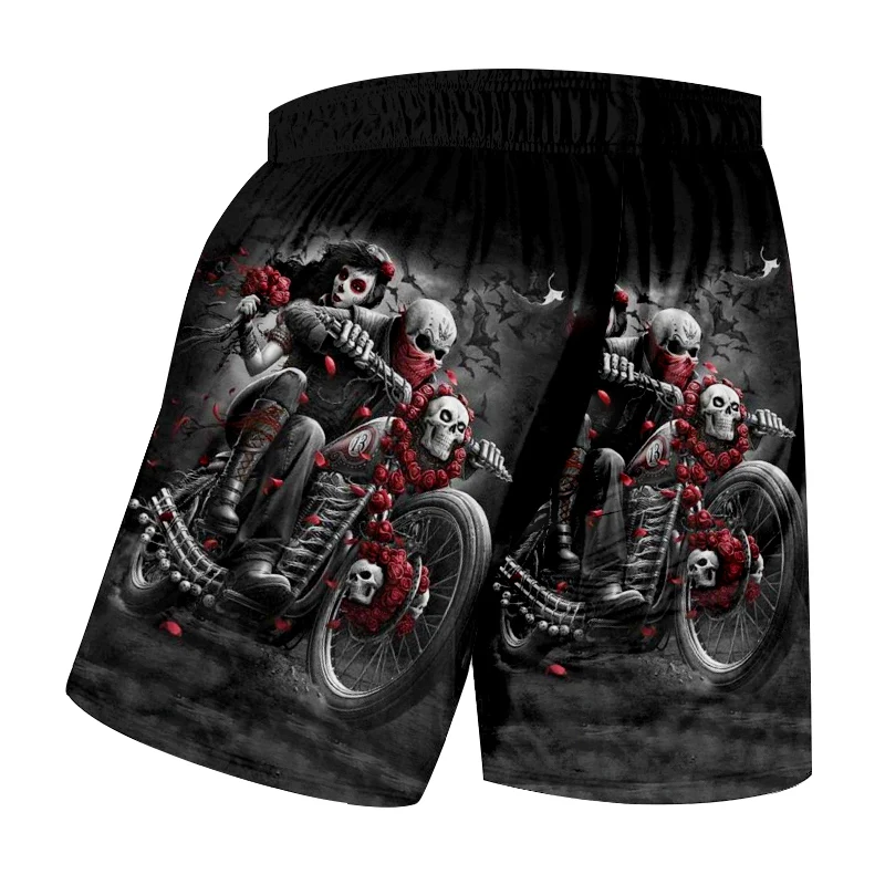 UJWI Casual Shorts Men's 2019 Summer new style Rose motorcycle skull 3D Printed Large size leisure Shorts UJWI Casual Shorts Men's 2019 Summer new style Rose motorcycle skull 3D Printed Large size leisure Shorts