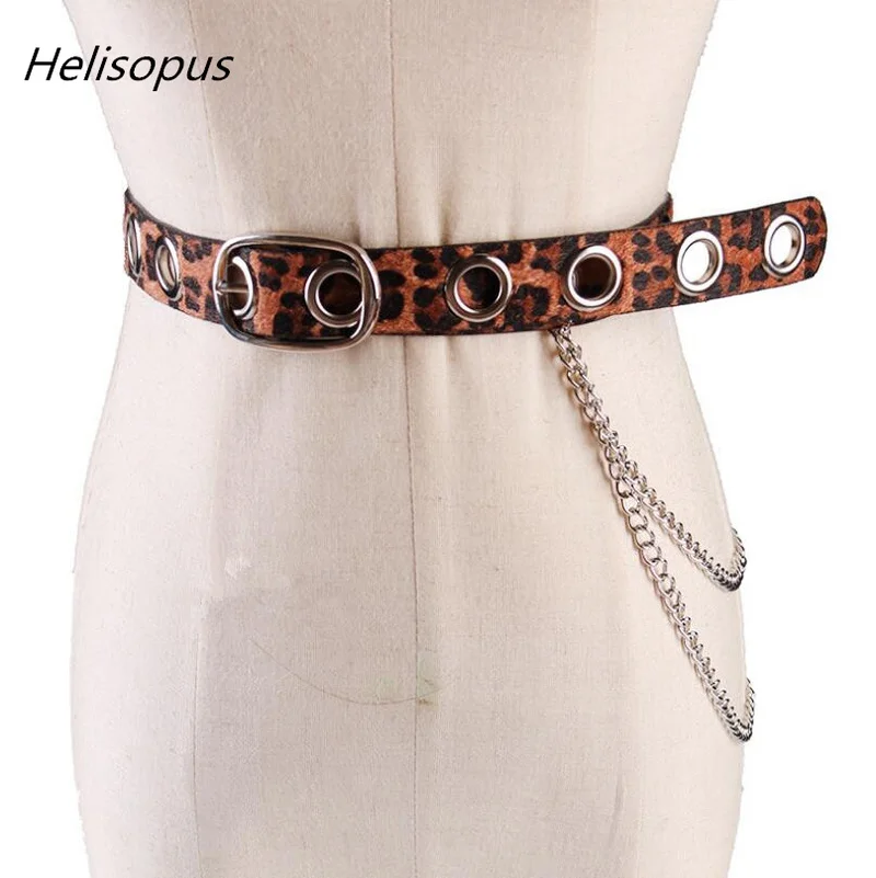 Helisopus модные зерна леопарда металлический пояс Новый женский из искусственной кожи булавки Пряжка Пояс Роскошные для женщин ремень