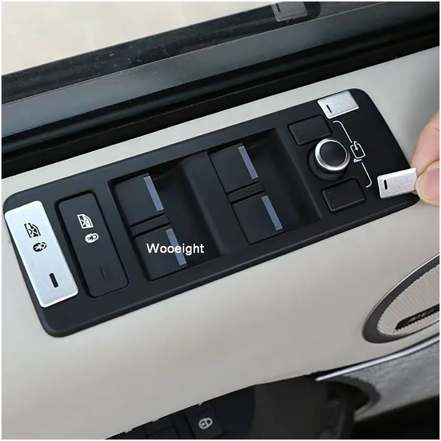 Wooeight Aluminium Alloy Door Window Switch Control Button Stickers Cover Decoration For Land Rover Range Rover Sport 2014-2017 (8)