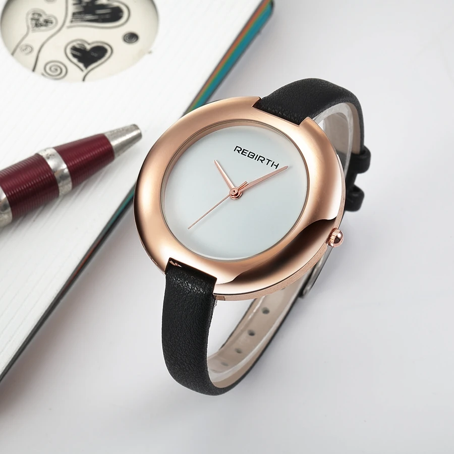 

2018 REBIRTH Top Brand Watch Women Leather Quartz Watches Luxury Popular Watch Women Casual Fashion Wristwatches Clock