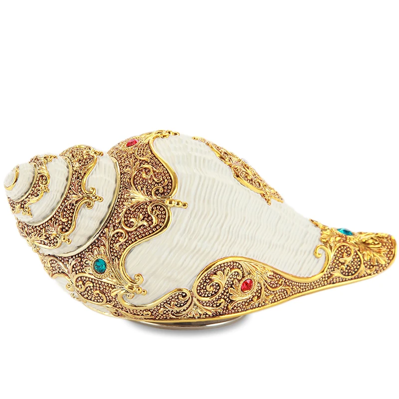 

Aqumotc Chic Conch Muxic Box New Creative Rotate Music Box 1pc Small Clockwork Musical Box Decor Golden Listening Sea Diamond