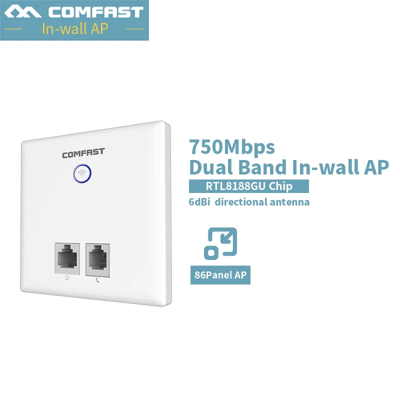 COMFAST CF E537AC в стену AP для смарт отеля Встроенная точка доступа Wi Fi 750 Мбит/с