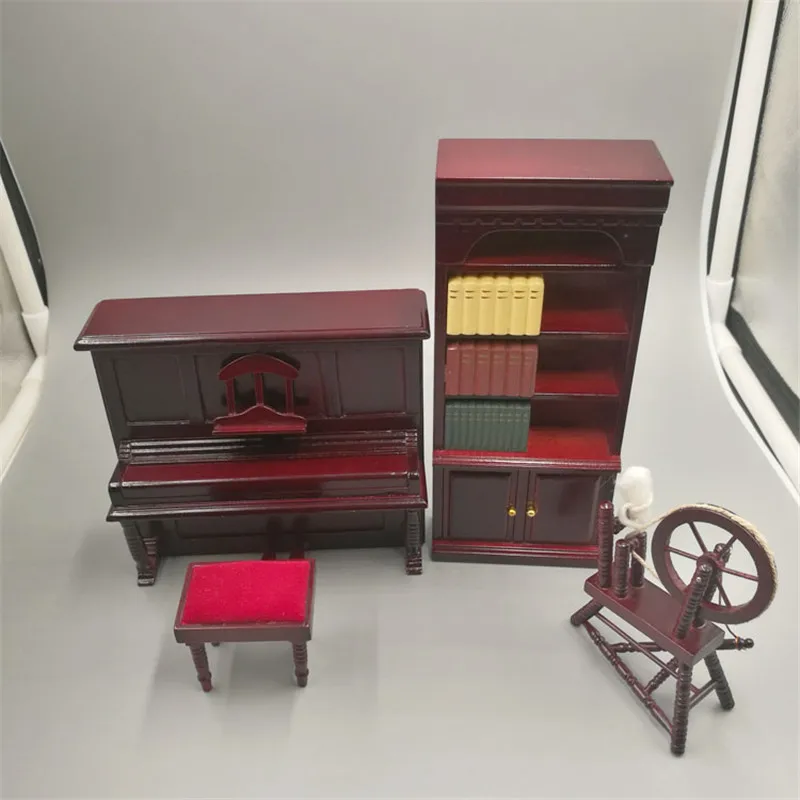 خشبية البيانو/خزانة مسرحية لعبة 1:12 مقياس دمية أثاث مصغر لعبة الأحمر البسيطة دمى اكسسوارات