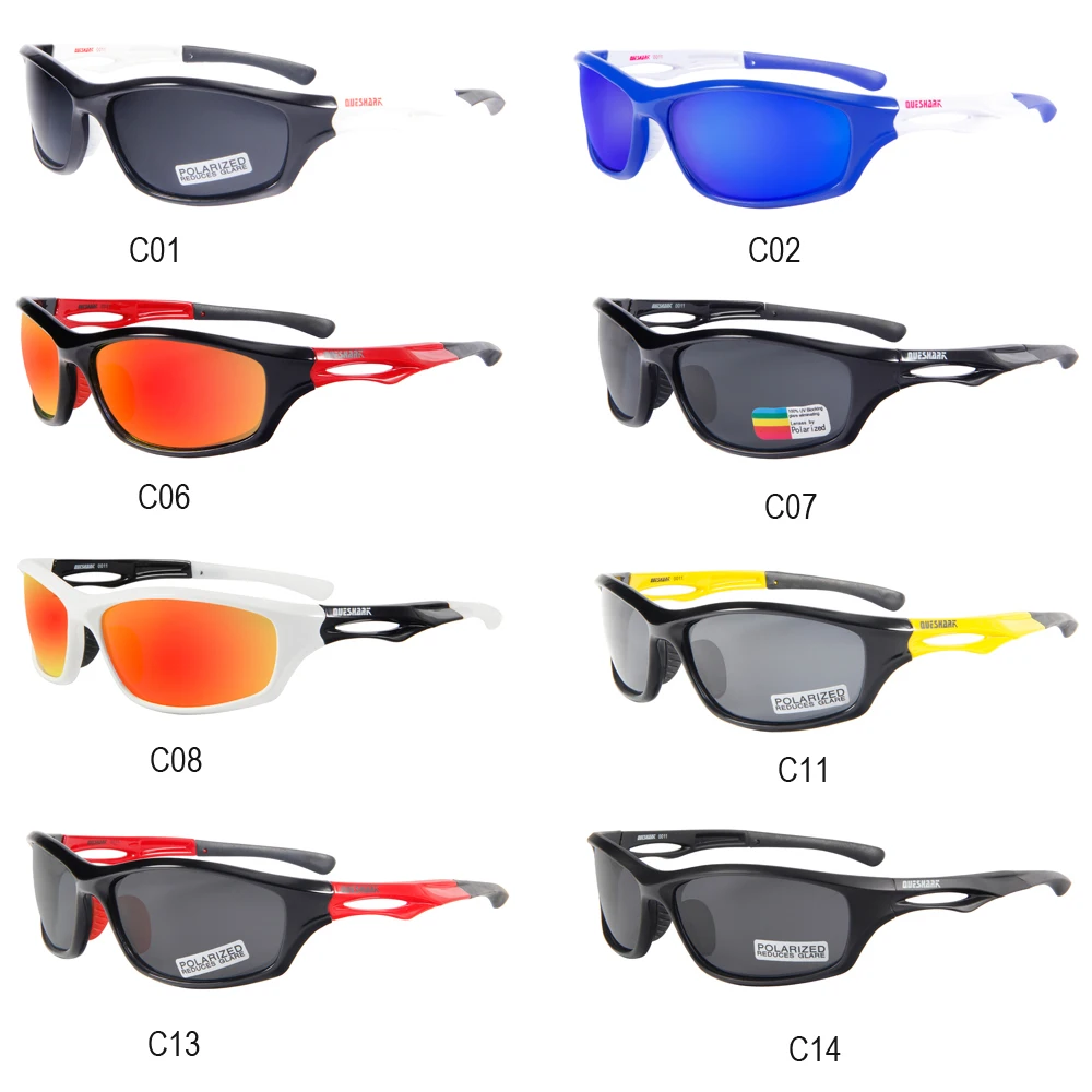 Queshark TR90 Uv400 Professional Polarized Cycling Sunglasses Bike Goggles Fishing Ski Glasses Sports Bicycle Sunglasses Eyewear