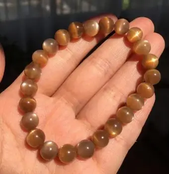 

Natural Sunstone Orange Moonsotone Flash Crystal Beads Bracelet 7.5mm AAA