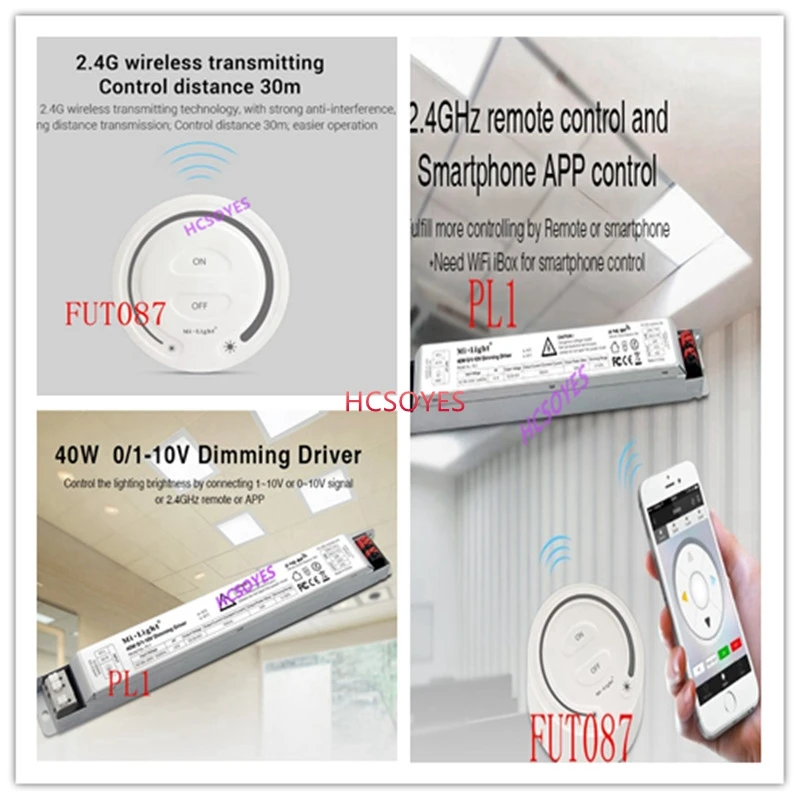 

mi light 2.4GHZ FUT087 wireless transmission touch Dimming Remote Controller use for PL1 Dimming 0/1~10V Driver power supplly