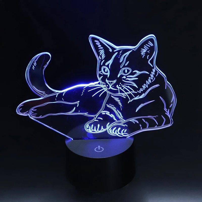 Кошка 3D ночник животное сменная лампа настроения Led 7 цветов Usb 3D иллюзия Настольная лампа для дома декоративная как детская игрушка подарок