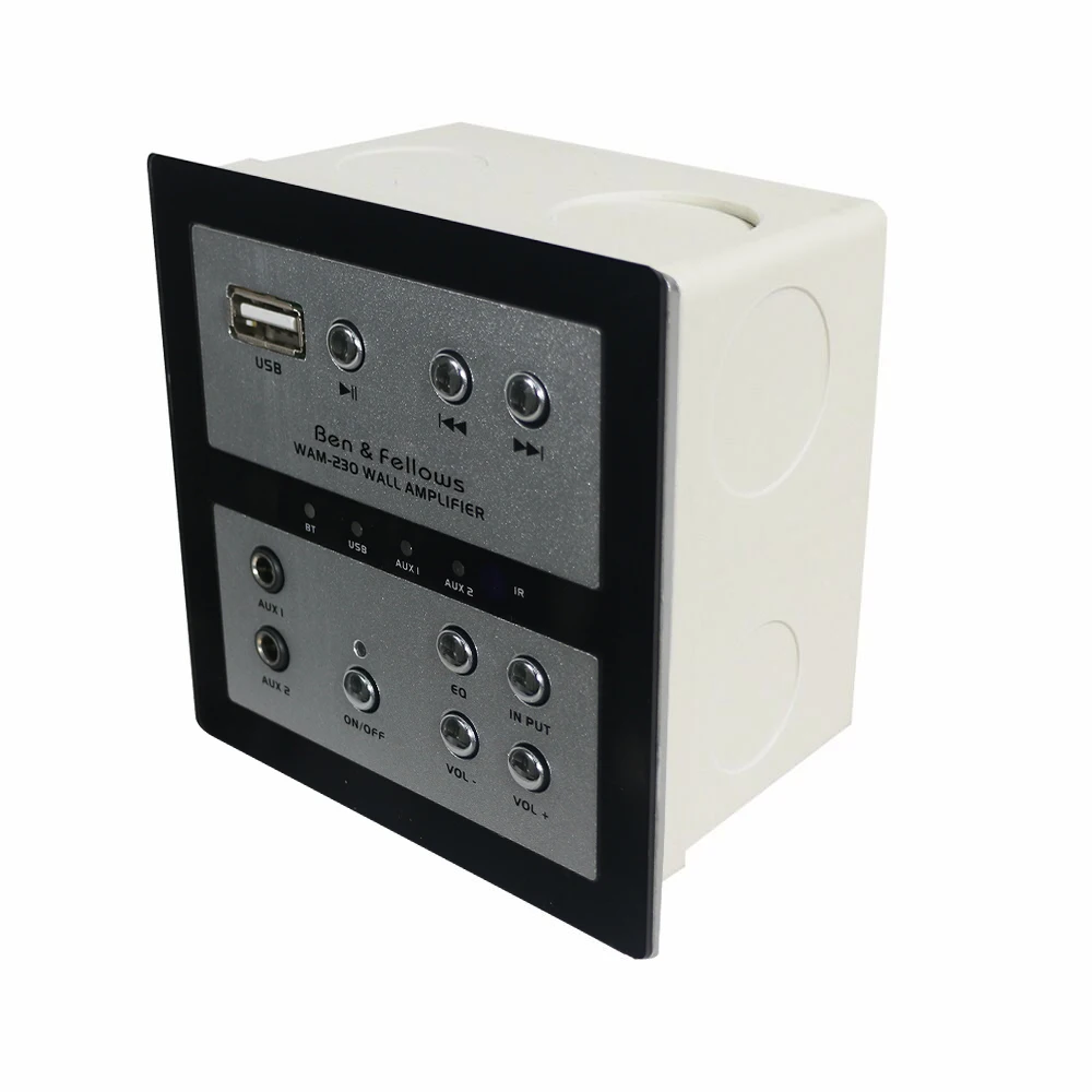 

120184 COMBO Home Amplifier with 2 Speakers, 2x30W Bluetooth Wall Amplifier with USB, Class-D Amplifier and Remote Controller