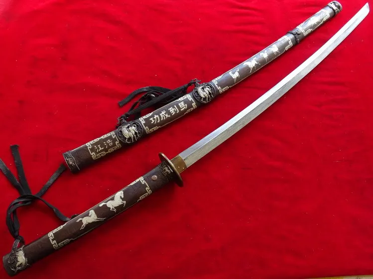 

JAPANESE SHRINE NINJA SECT SAMURAI KATANA SWORD STURDY FOLD BLADE COPPER SHEATH #20272