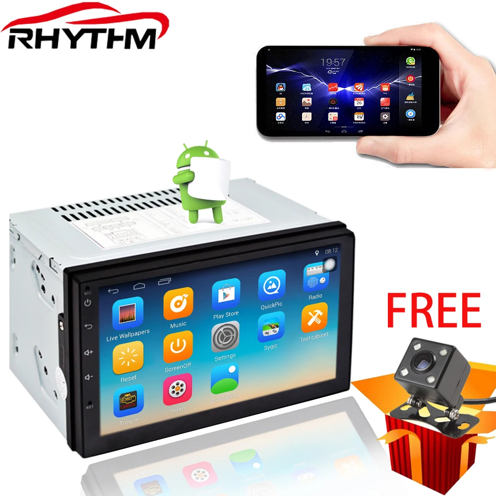 Rhythm 2 din android 7 1 car radio auto bluetooth double din font b multimedia b