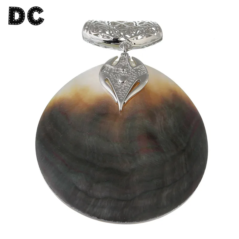 

DC 1pcs/lot Round Shell Charms Pendants 60*81mm with Alloy Tube for Retro Necklace Choker DIY Jewelry Making Findings