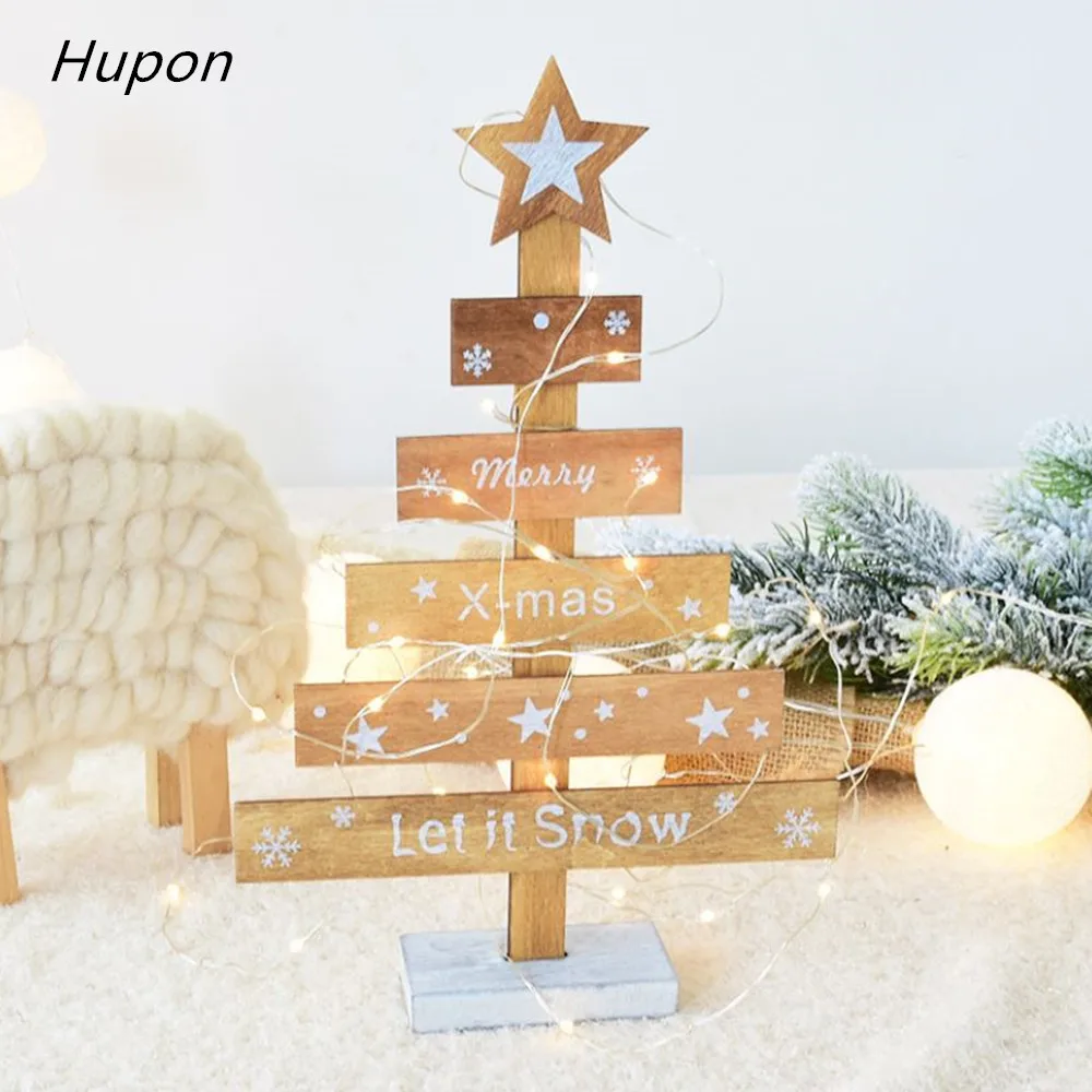 

Let it Snow 28cm Mini Wooden Christmas Tree Ornaments for Home Creative Desktop Decorations Xmas Table Party Favors Kids Gifts