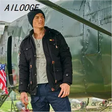 AILOOGE, Толстая теплая зимняя куртка для мужчин, повседневная, хлопковая, мужская верхняя одежда, парка для мужчин размера плюс 4XL, ветровка, зимняя, военная, летная куртка