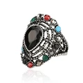 Роскошные Модные Винтажные черные кольца для женщин Цвет Серебряный Мозаичный Кристалл Смола капли воды индийские ювелирные изделия - фото