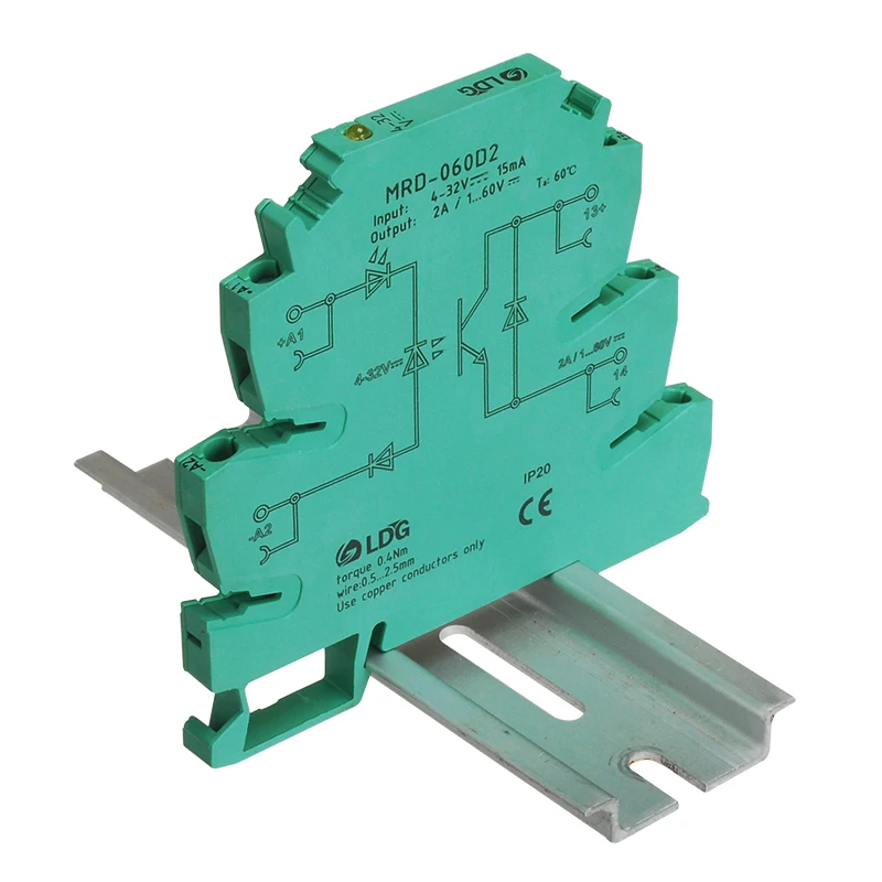 10 шт. MRD-060D2 Din Rail ультра-тонкий твердотельные реле 2A Вход 5V12V24V32VDC управления Светодиодный светодиодный модуль индикации распределительный щит SSR