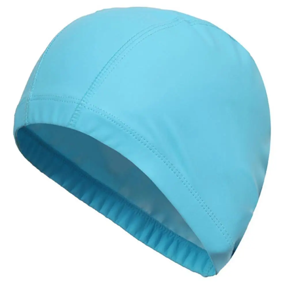 Новое поступление, шапочка для плавания для мужчин, женщин, унисекс, девочек, шапочка для купания с длинными волосами, шапочка для плавания, эластичная драпированная шапочка для купания, 4 цвета - Цвет: sky blue
