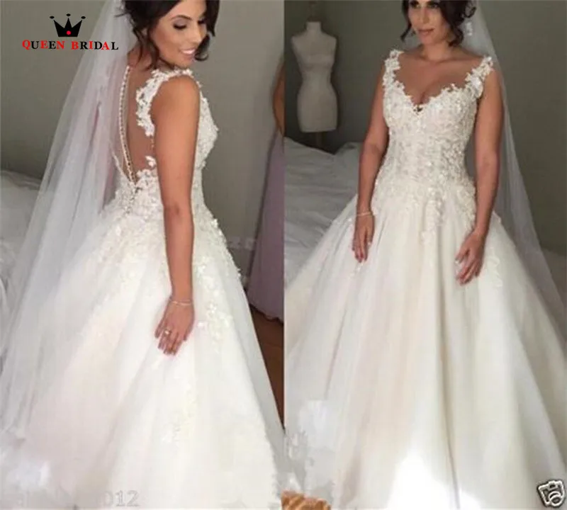 

Custom Made A-line Backless Lace Appliques Vintage Elegant Plus Size Wedding Dresses Wedding Gown 2018 Vestidos De Novia WS46