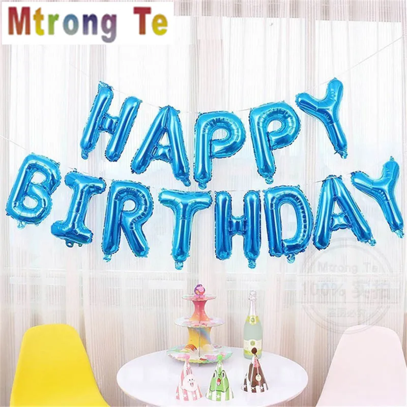 Feliz cumpleaños inglés carta globo conjunto oro rosa globo de la fiesta de cumpleaños fiesta helio globos de globo proveedor