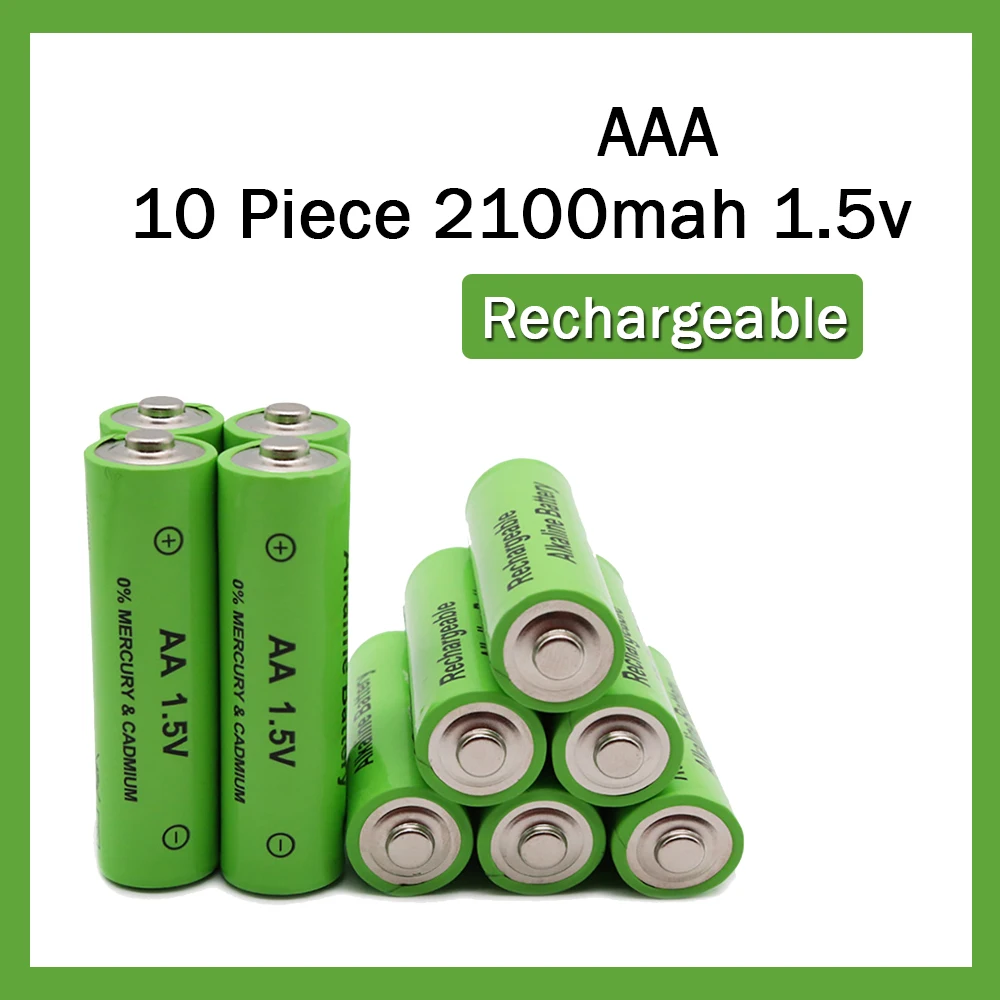 Yangmaile 10 шт. AAA щелочные 1 5 V 2100mAh аккумуляторная батарея для фонарика фонарь