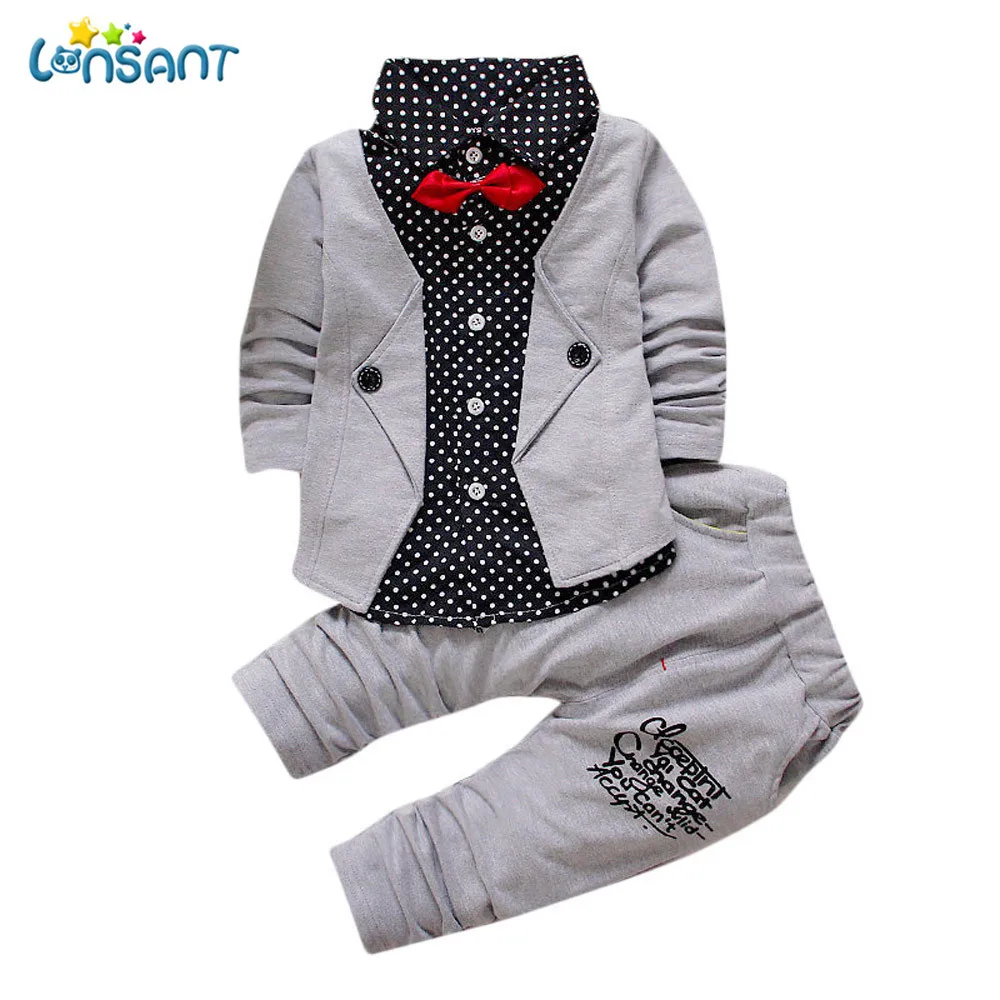 

LONSANT Handsome Kid Baby Boy Gentry Long Sleeve Clothes Set Formal Party Christening Wedding Tuxedo Bow Suit