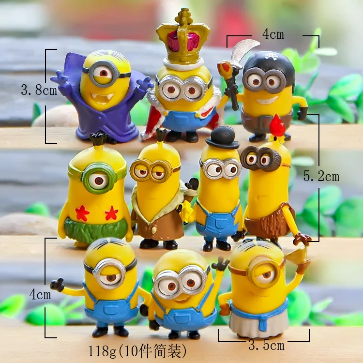 10pcs/lot 10 style for Minion Miniature Figurines Toys Cute Lovely Model Kids Toys PVC Anime Children Figure