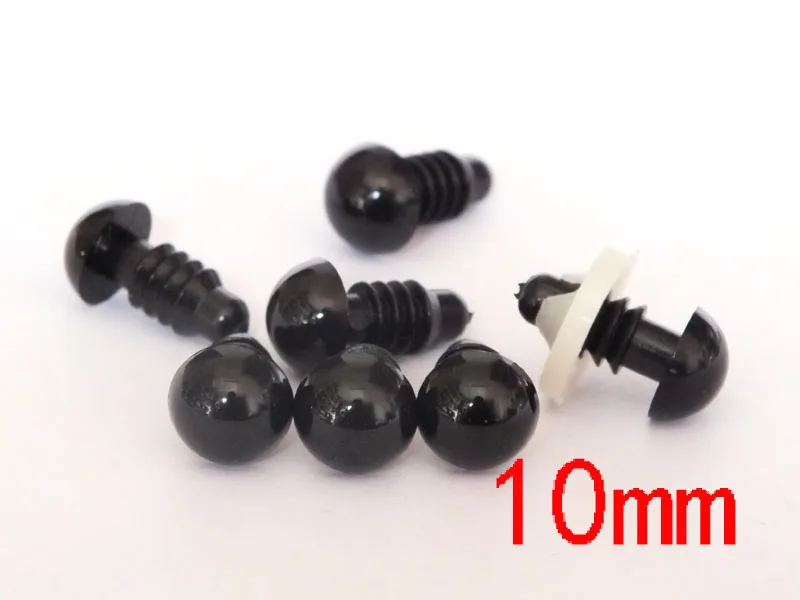 

Plastic 10mm Round Eyeball Black Safety Eyes for Teddy Bear Puppet Animal Plush Toy Cartoon Doll Eyes