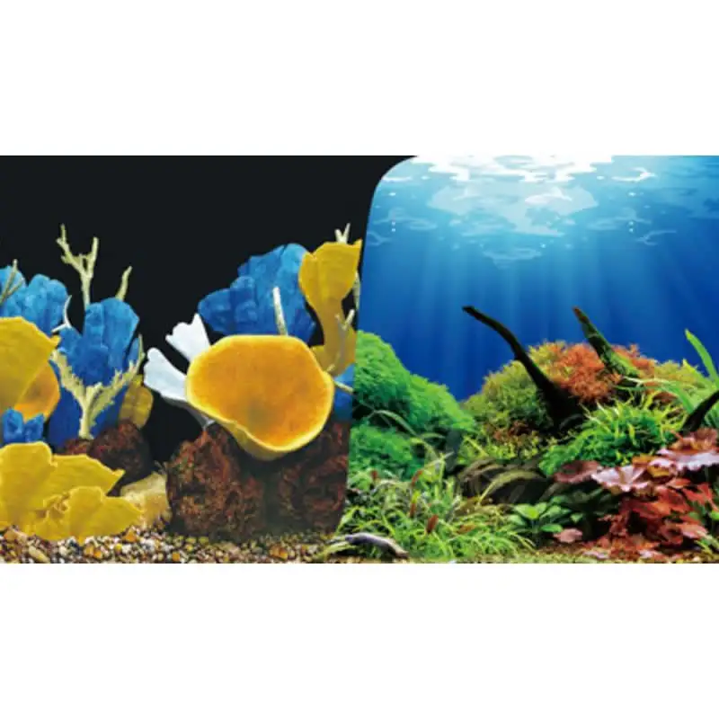 

9097 15 Meters/Roll Double Sided Fish Tank Background Sea World / Golden Mushroom Aquarium Decoration Picture Poster