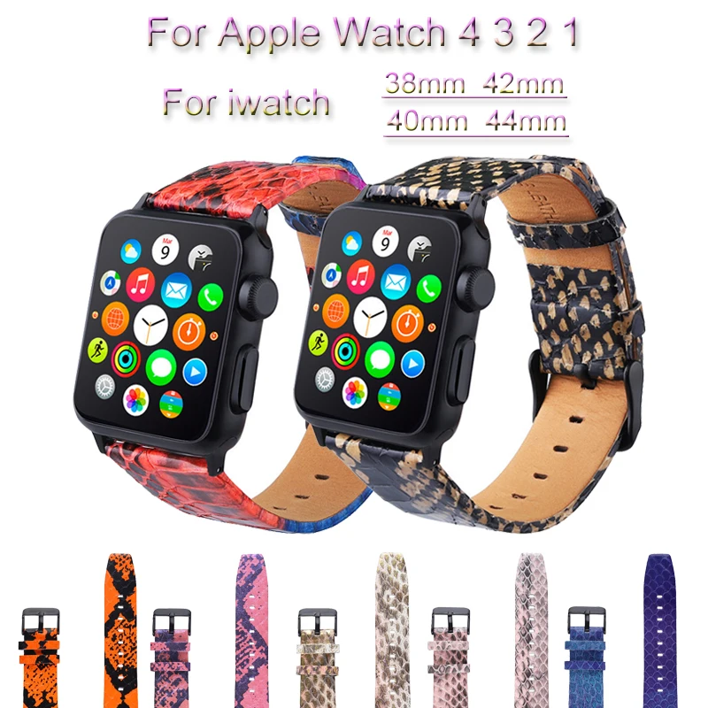 

Snake Skin Leather Watch Band For Apple Watch 4 3 2 1 loop Bracelet Strap For iwatch 44mm 40mm 38mm 42mm Watchband Accessories