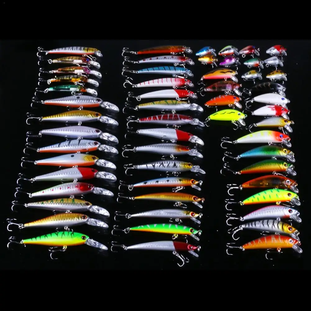 

56PCS Fishing Lures Set Mixed Minnow Lot Lure Bait Crank bait Tackle Bass Freshwater Crank Artificial Hard Bait Fishing Supply