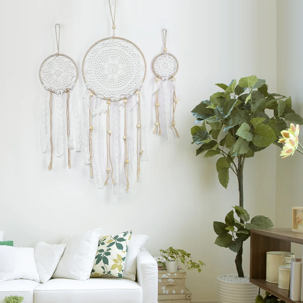 3 unids/set atrapasueños hechos a mano estilo indio tejido pared colgante decoración blanco atrapasueños boda fiesta colgante Decoración 3 unids/set atrapasueños hechos a mano estilo indio tejido pared colgante decoración blanco atrapasueños boda fiesta colgante Decoración