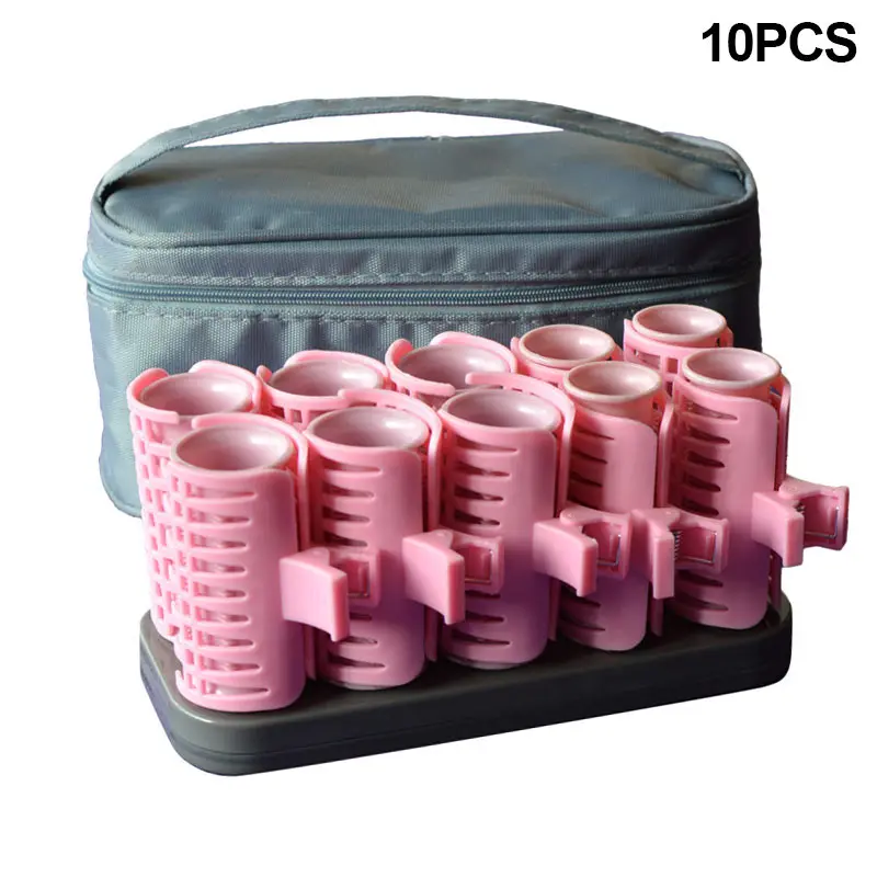 10 Pcs/Set Electric Roll Hair Tube Heated Roller Hair Curly Styling Sticks Tools With Case