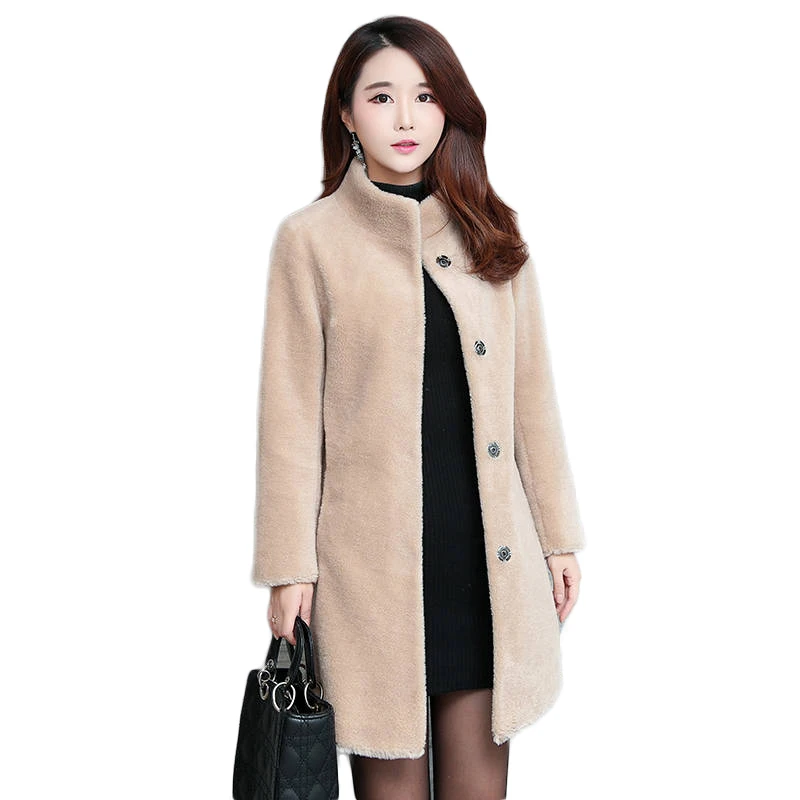 

2019 Autumn Winter Female Real Fur Coats Parkas Women Natural Wool Sheep Shearing Fur Streetwear Oversize Thick Warm Jackets M35