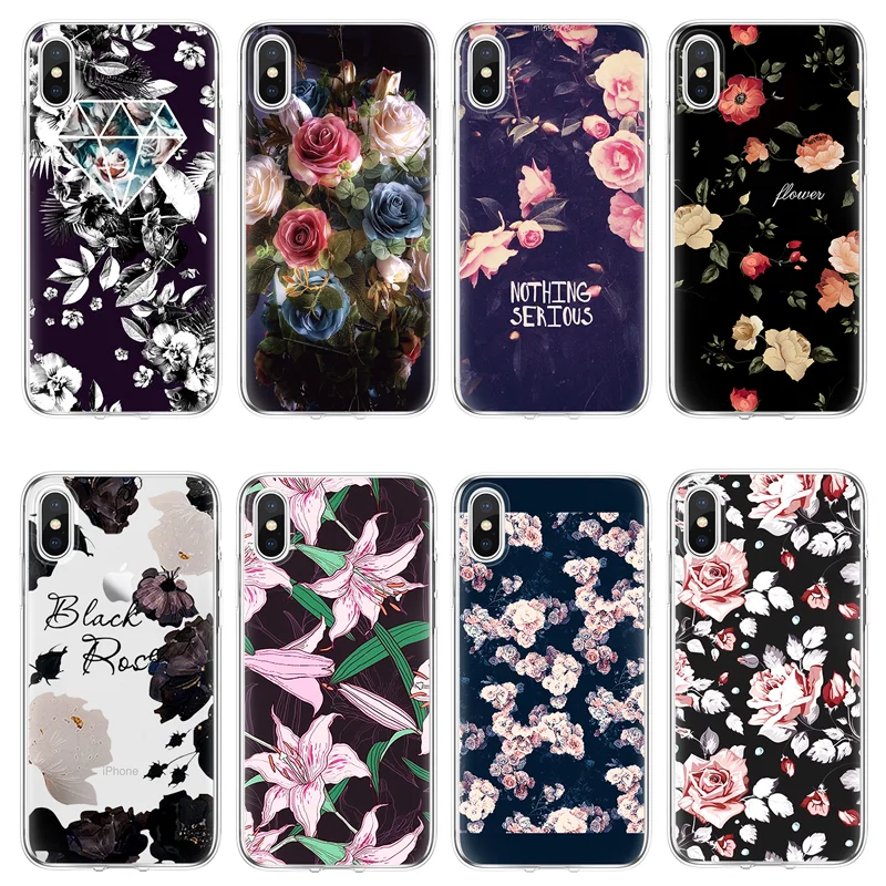 

For iPhone X 4 4S 5S SE 5C 6 S 6S 7 8 Plus Coque For Xiaomi Redmi S2 4A 3S Mi A1 5X Note 3 4 4X 5A 5 Pro Flower TPU case cover