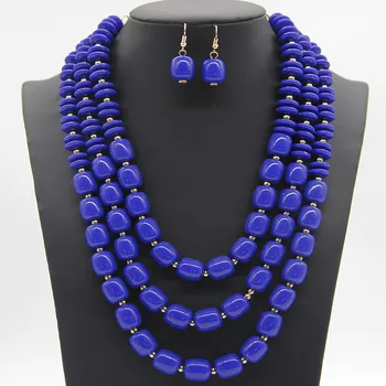 

Hot Fashion 6 Colors African Acrylic Beads Jewelry Sets Earring Necklace Women Party Engagement Wedding Jewelry Sets Accessories