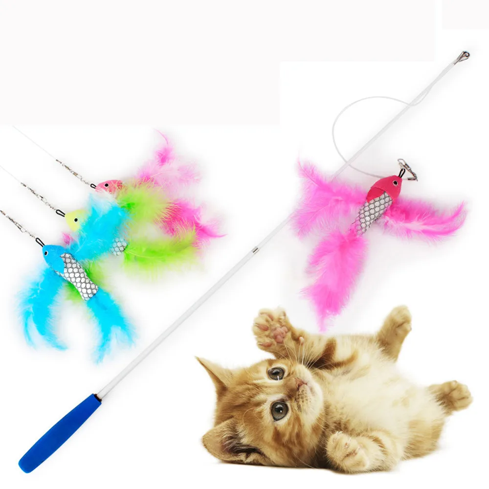 Great Kitten Play Interactive Fun Toy Cat Teaser Wand Pet Colorful