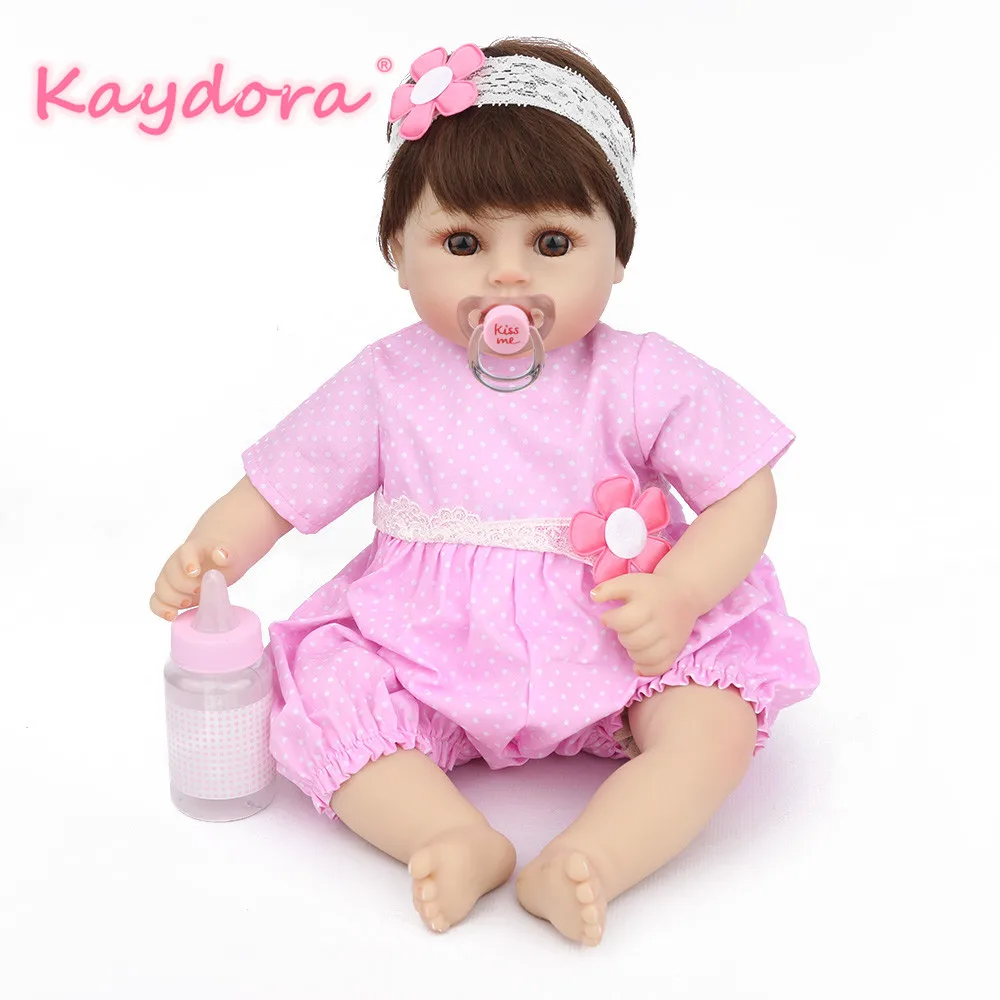 

Bebes Reborn Baby Silicone 17 inch 40cm Pink handmade reborn Bebe Bowknot Educational Lovely Fashion baby Doll lol toy KAYDORA