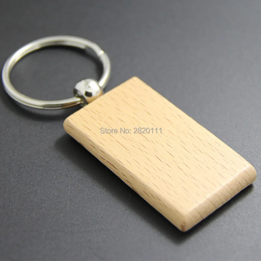 

Wholesale 10pcs Blank Rectangle Wooden Key Chain DIY Promotion Customized Key Tags Promotional Gifts - Free Shipping