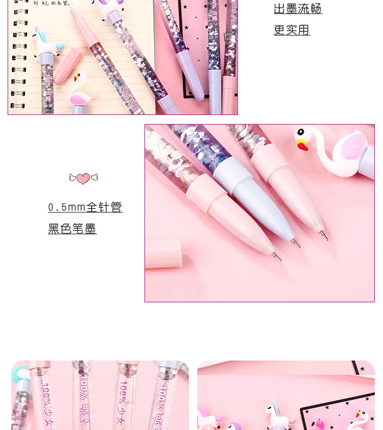 1PC Cute Unicorn Flamingo Pen Kawaii Neutral Pens Giltter Gel Pens For Kids Girls Gift School Office Supplies Novelty Stationery