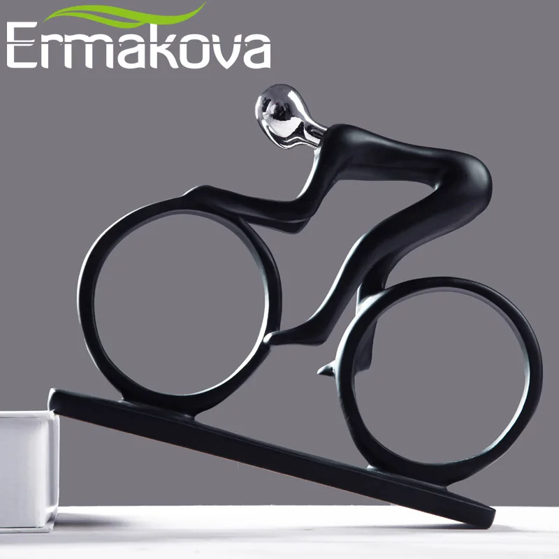 Billige ERMAKOVA Moderne Harz Kunst Abstrakte Bike Bicycler Reiter Statue Sportler Racer Fahrrad Figurine Büro Wohnzimmer Dekoration