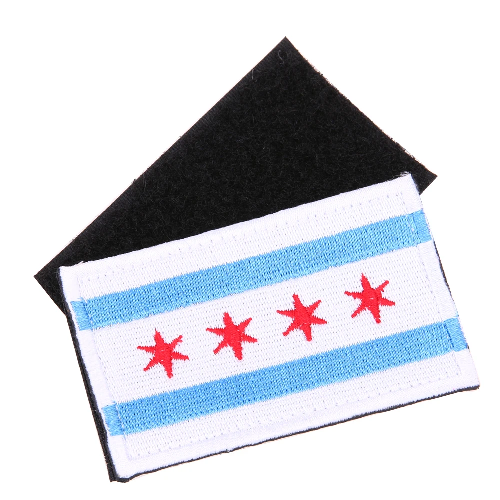 8 x 5cm Tactical Four Star Chicago Alumni Police Flag Patches