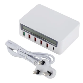 

QC 3.0 USB Charger pd Ports Smart Charging Multi-Port Travel Charger LCD Digital Display Station Multi-Port USB Charging