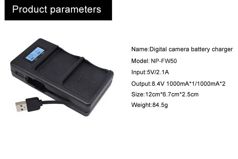 Двойной порты ЖК дисплей батарея Смарт зарядное устройство Подставка колыбели для sony Alpha A6000 A6300 A6500 A7r A7