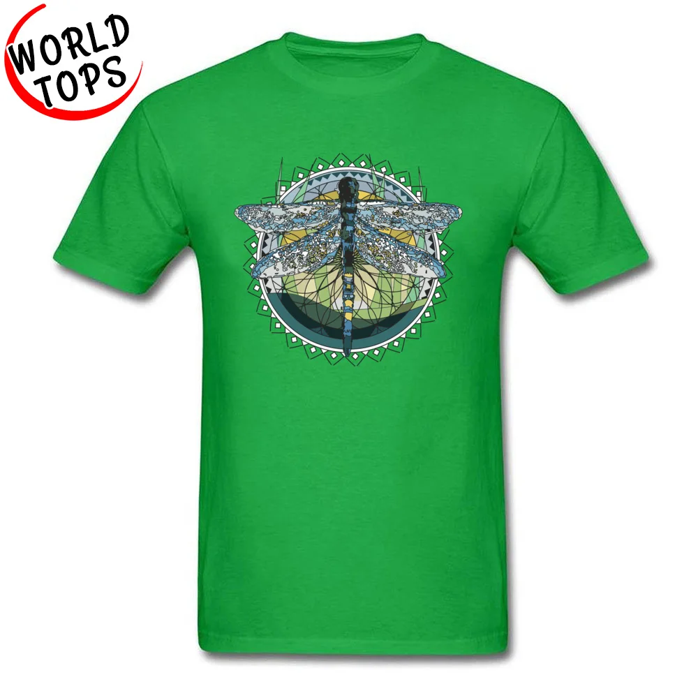 Modern abstract dragonfly 100% Cotton Fabric T-Shirt for Men Tops & Tees Funky Thanksgiving Day O Neck Tee-Shirt Casual Modern abstract dragonfly green