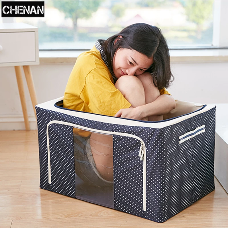 

Waterproof Oxford Cloth Folding Steel Framework Storage Box Large Capacity Clothing Organizer 4 Size Free Shipping Eco-Friendly