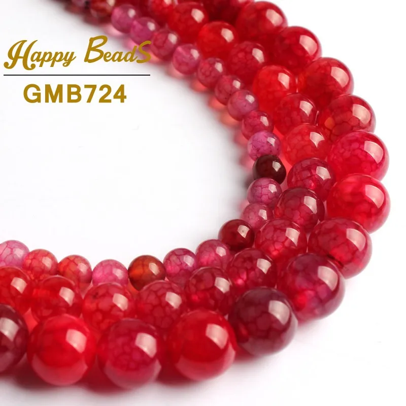 

Natural Red Fire Dragon Veins Agates Beads Round Loose Stone Beads For Jewelry Making 15'' 6mm 8mm 10mm DIY Bracelets Necklace