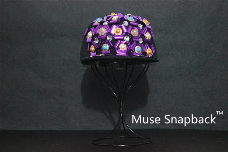 purple flat brim hat