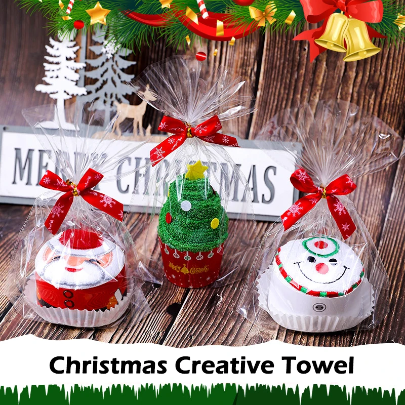 

30x30cm Christmas Gift Towel Christmas Tree Santa Claus Christmas Snowman White Green Red Happy new years Gift Holders